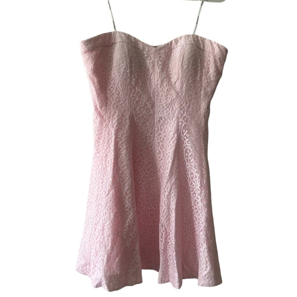 Donna Morgan Strapless Lace A Line Dress Pink Size 18